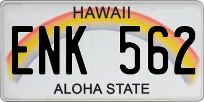 HI license plate ENK562