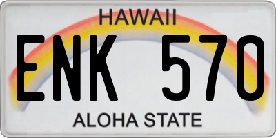 HI license plate ENK570