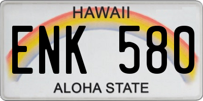 HI license plate ENK580