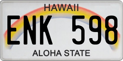 HI license plate ENK598