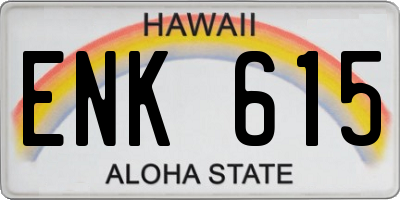 HI license plate ENK615