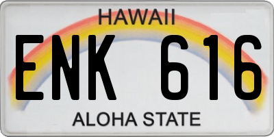 HI license plate ENK616