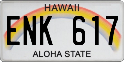 HI license plate ENK617