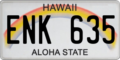 HI license plate ENK635