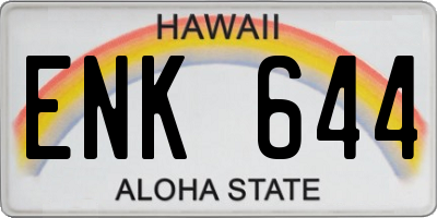 HI license plate ENK644