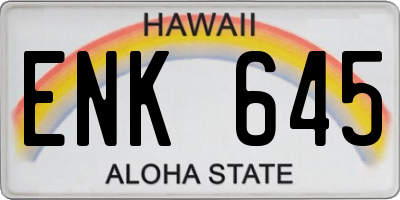 HI license plate ENK645