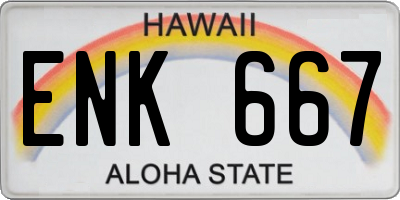 HI license plate ENK667