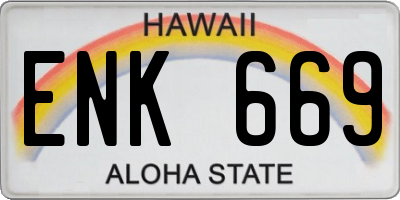 HI license plate ENK669