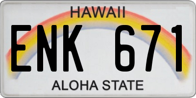 HI license plate ENK671