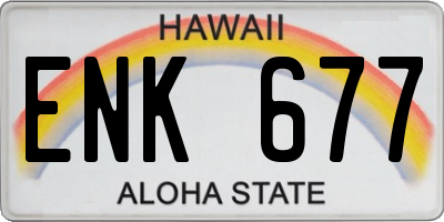 HI license plate ENK677