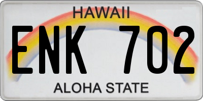 HI license plate ENK702