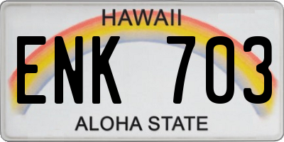HI license plate ENK703