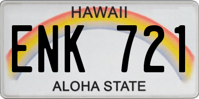 HI license plate ENK721