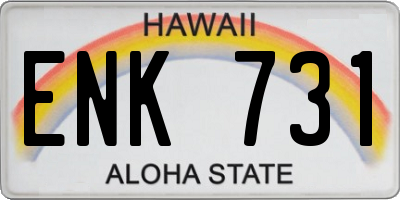 HI license plate ENK731