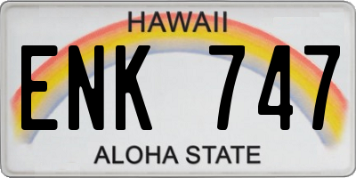 HI license plate ENK747