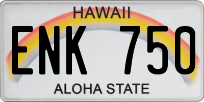 HI license plate ENK750