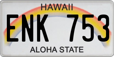 HI license plate ENK753