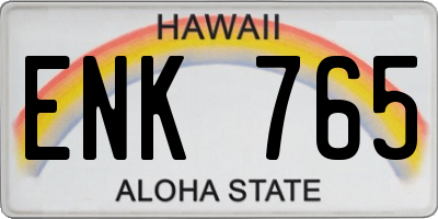HI license plate ENK765