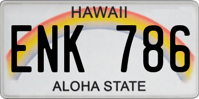 HI license plate ENK786