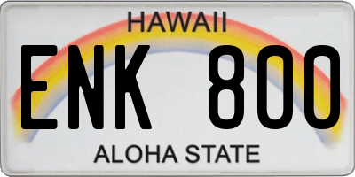 HI license plate ENK800