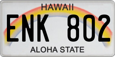 HI license plate ENK802
