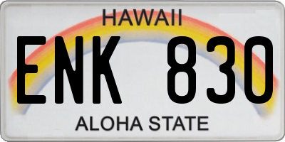 HI license plate ENK830
