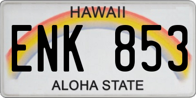 HI license plate ENK853