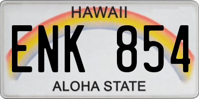 HI license plate ENK854