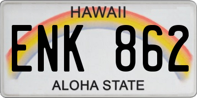 HI license plate ENK862