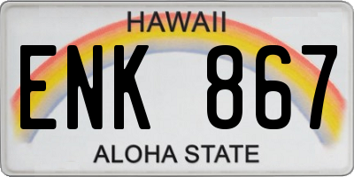 HI license plate ENK867