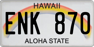 HI license plate ENK870
