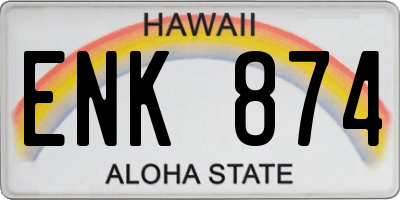 HI license plate ENK874