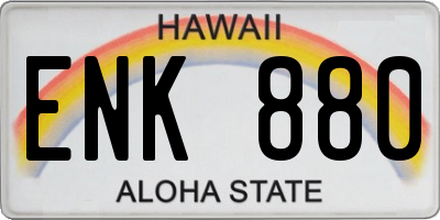HI license plate ENK880