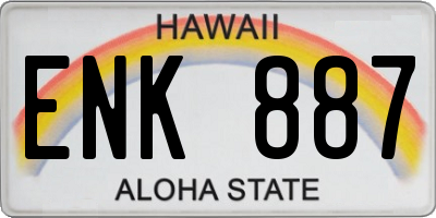 HI license plate ENK887