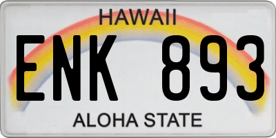 HI license plate ENK893