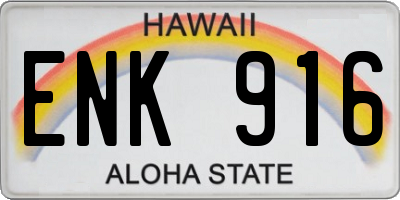 HI license plate ENK916