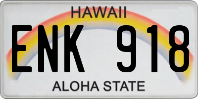 HI license plate ENK918