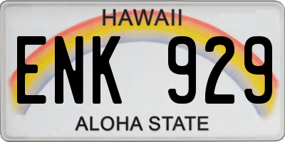 HI license plate ENK929