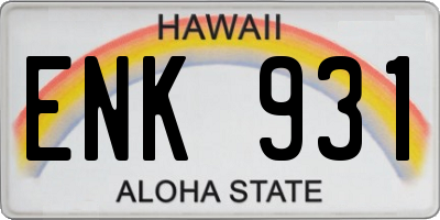 HI license plate ENK931