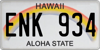 HI license plate ENK934