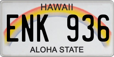 HI license plate ENK936