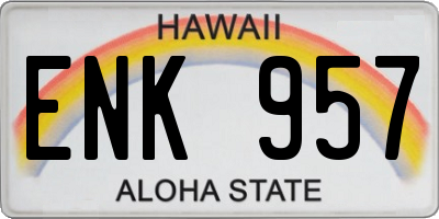 HI license plate ENK957