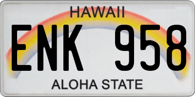 HI license plate ENK958