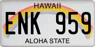 HI license plate ENK959