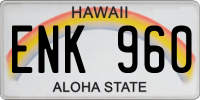 HI license plate ENK960