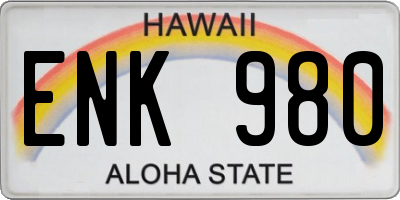 HI license plate ENK980