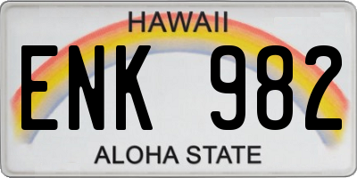HI license plate ENK982