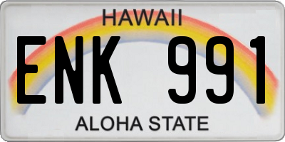 HI license plate ENK991