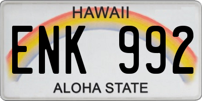 HI license plate ENK992