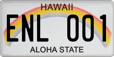 HI license plate ENL001